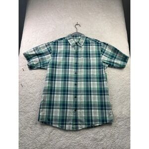 Red Head Shirt Mens Medium Green Blue Plaid Button Down Short Sleeve‎ Outdoor